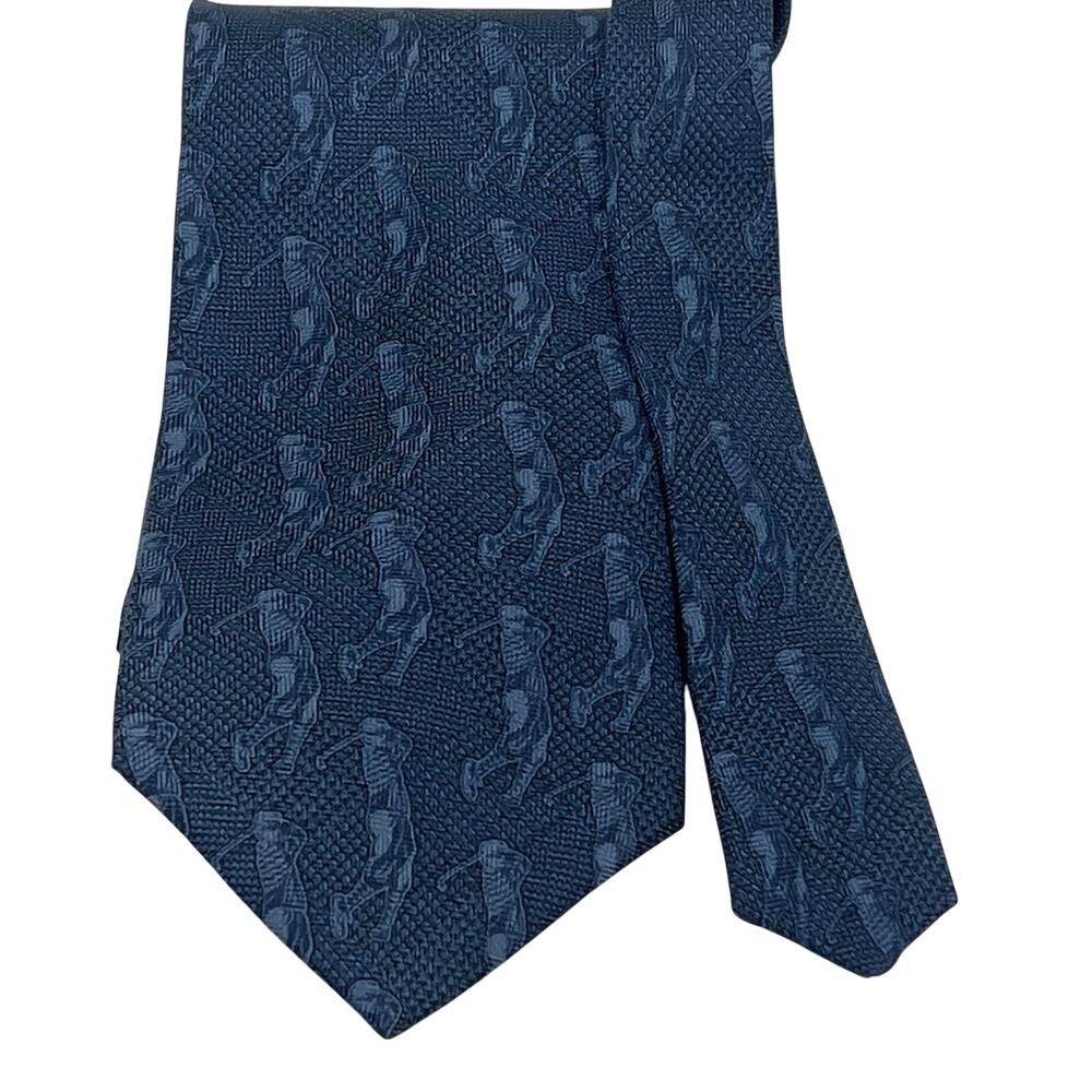 Payne Stewart Dark Blue Swinging Golf Man Pattern Silk Tie 58" x 3.75